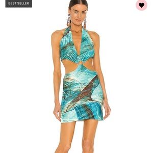 Revolve Farai London Gaia Mini Dress in Ocean Blue